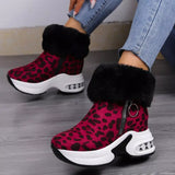 Fuzzy Side Zipper Platform Ankle Boots - Trendsi - Flyclothing LLC