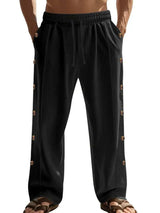 Men's Full Size Side Button Wide Leg Pants Plus Size - Trendsi - Flyclothing LLC