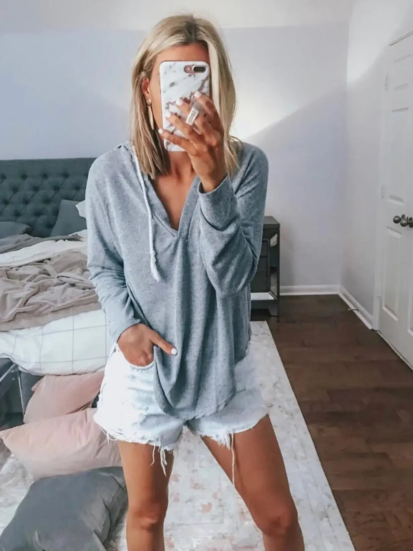 Full Size Drawstring Long Sleeve Hoodie Plus Size - Trendsi - Flyclothing LLC