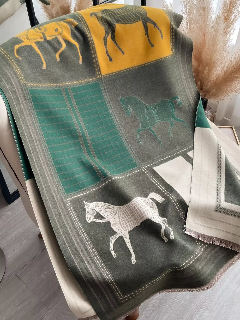 Equestrian Print Warm Scarf - Trendsi - Flyclothing LLC