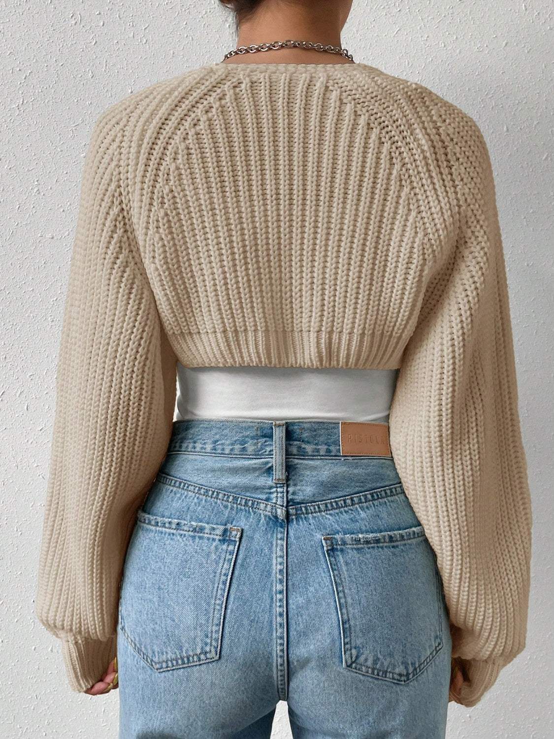 Honey Open Front Long Sleeve Cropped Cardigan - Trendsi - Flyclothing LLC