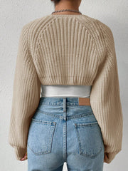 Honey Open Front Long Sleeve Cropped Cardigan - Trendsi