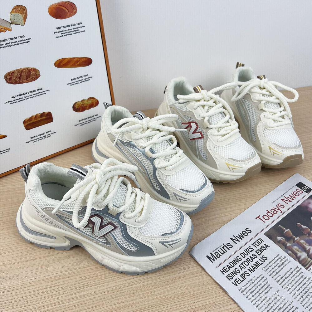 Contrast Letter Lace Up Athletic Shoes - Trendsi