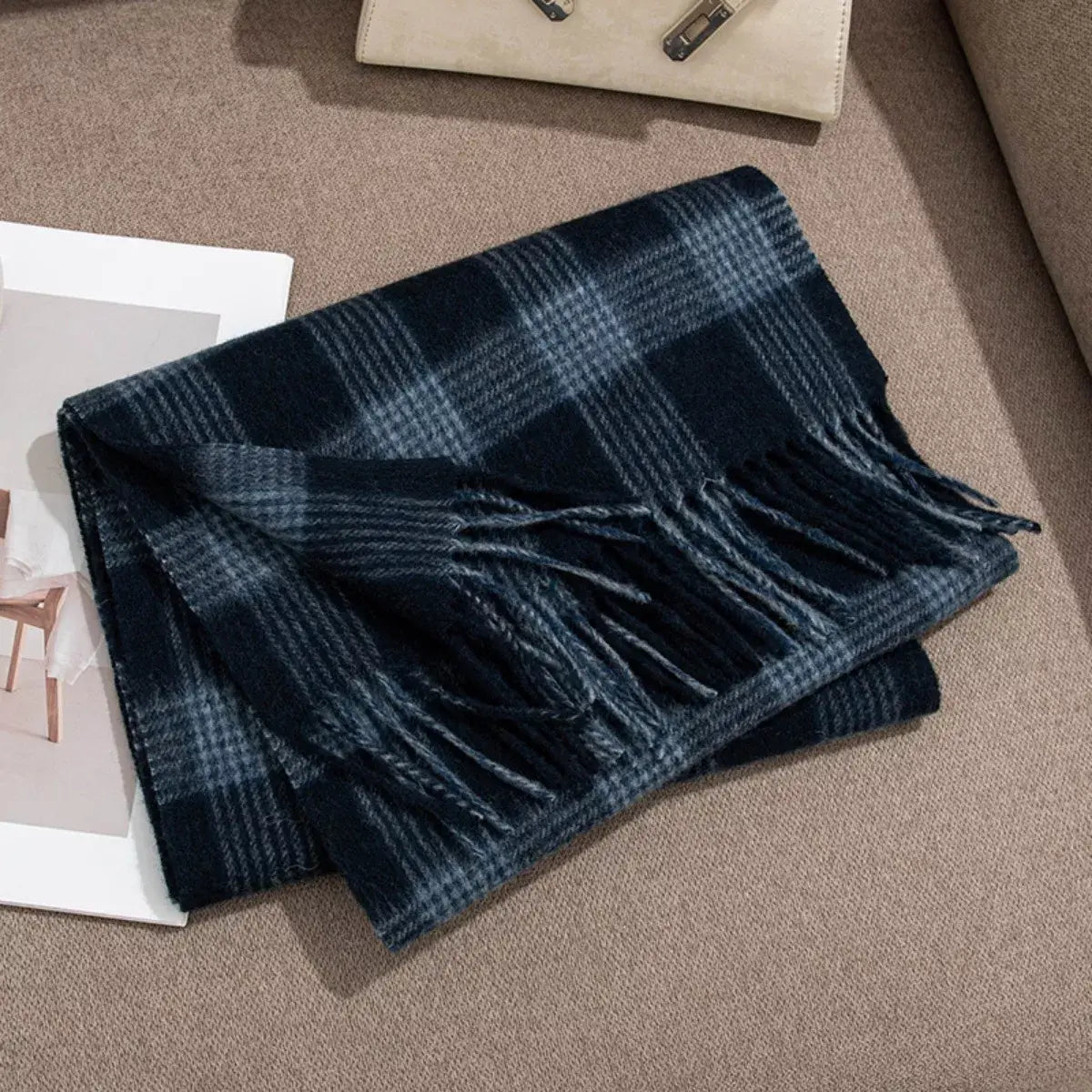 Plaid Fringe Scarf - Trendsi - Flyclothing LLC