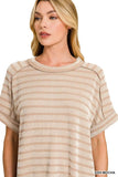 Zenana Raised Rib Striped Exposed Seam Top - Trendsi - Flyclothing LLC