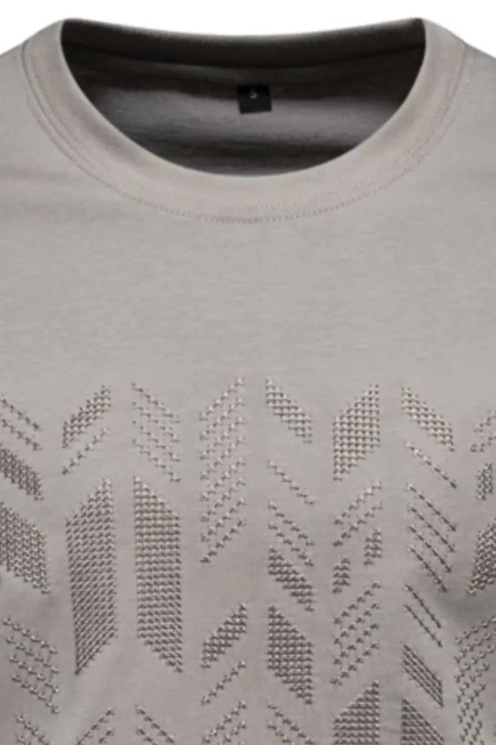 Men's Round Neck Geometric Embroidered T-Shirt - Trendsi - Flyclothing LLC