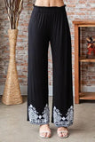 Heimish Full Size Solid Damask Casual Pants Plus Size - Trendsi