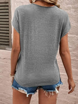 Full Size Lace Detail V-Neck Short Sleeve T-Shirt - Trendsi - Flyclothing LLC