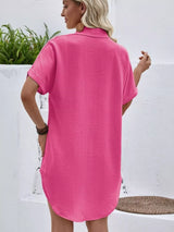 Relaxed Fit Button-Down Longline Shirt - Trendsi - Flyclothing LLC