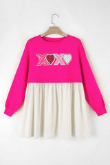 XOXO Sequin Heart Long Sleeve Dress - Trendsi - Flyclothing LLC