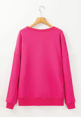 Solid Color Round Neck Long Sleeve Sweatshirt - Trendsi - Flyclothing LLC