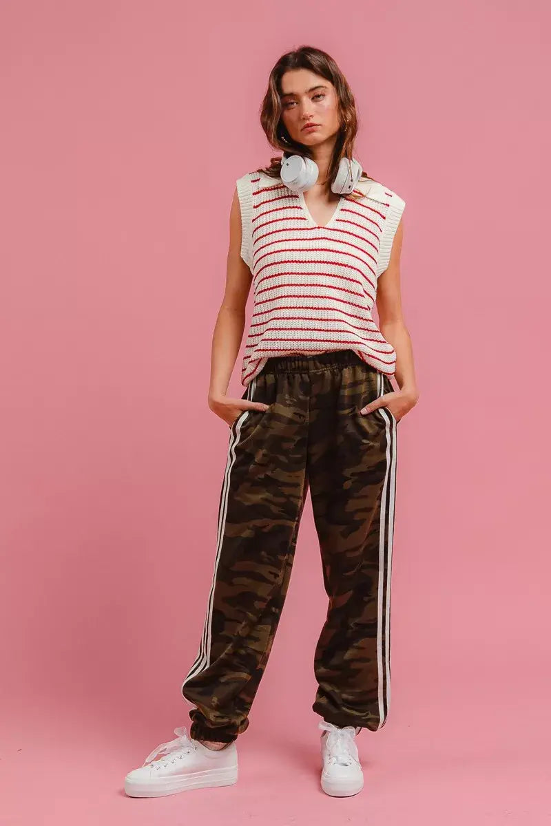 BiBi Side Lines Camouflage Track Pants - Trendsi - Flyclothing LLC