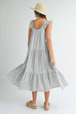 MABLE Floral Ruffle Shoulder Tiered Midi Dress - Trendsi