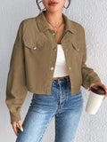 Snap Down Long Sleeve Jacket - Trendsi