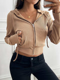 Devine Zip Up Long Sleeve Hooded Outerwear - Trendsi - Flyclothing LLC