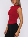Lovelet Ruched Mock Neck Tank - Trendsi