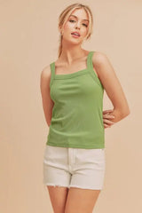 Aemi + Co Square Neck Wide Strap Tank - Trendsi - Flyclothing LLC