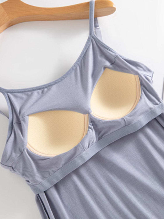 Scoop Neck Midi Cami Dress with Bra - Trendsi - Flyclothing LLC