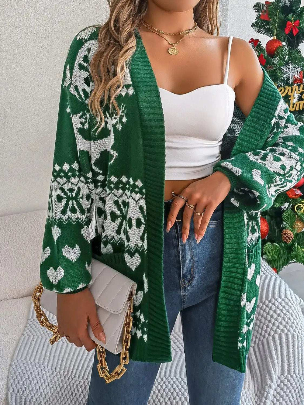 Pocketed Open Front Long Sleeve Cardigan - Trendsi - Flyclothing LLC