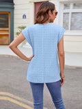 Textured Round Neck Cap Sleeve T-Shirt - Trendsi - Flyclothing LLC