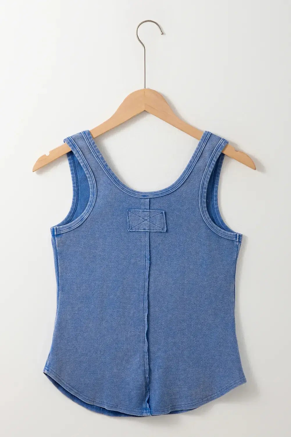 Mineral Wash Ribbed Notch Neck Tank - Trendsi - Flyclothing LLC