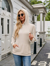Ribbed Drawstring Long Sleeve Hoodie - Trendsi - Flyclothing LLC