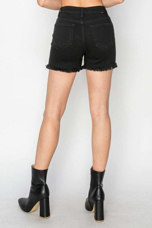 RISEN Full Size High Waist Raw Hem Denim Shorts - Trendsi - Flyclothing LLC
