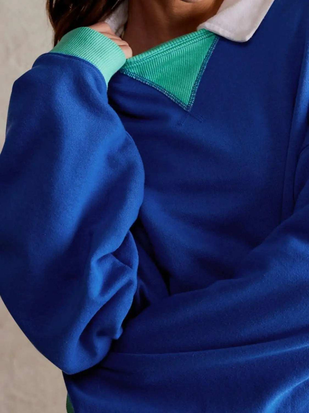 Contrast Dropped Shoulder Long Sleeve Sweatshirt - Trendsi - Flyclothing LLC