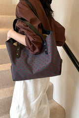 Polyester Bow Polka Dot Tote Bag - Trendsi