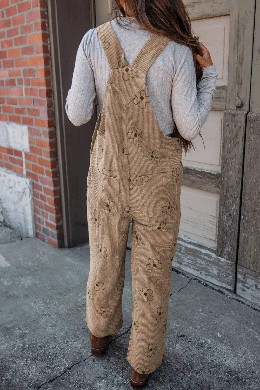 Flower Wide Strap Overalls with Pockets - Trendsi - Flyclothing LLC