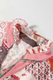 Patchwork Printed Notched Flounce Sleeve Shirt - Trendsi - Flyclothing LLC