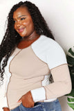 Double Take Color Block Exposed Seam Top - Trendsi - Flyclothing LLC