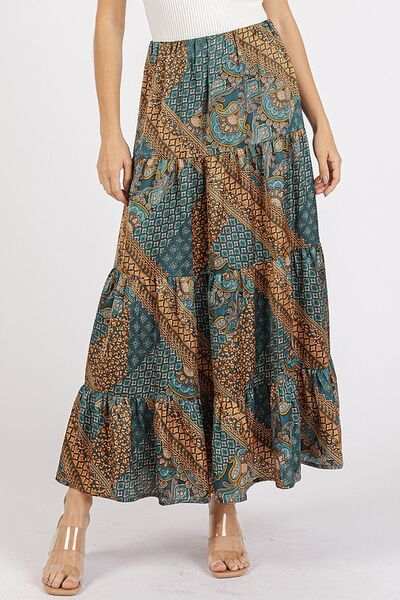 Mittoshop Paisley Patchwork Print Satin Maxi Skirt - Trendsi - Flyclothing LLC
