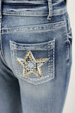 Star Embroidered Bootcut Jeans - Trendsi