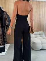 Halter Neck Cut-Out Wide-Leg Jumpsuit - Trendsi - Flyclothing LLC