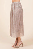 Mittoshop Metallic Glitter Speckle Print Elastic Midi Skirt - Trendsi