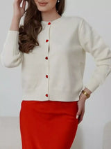 Button-Front Long Sleeve Cardigan - Trendsi - Flyclothing LLC