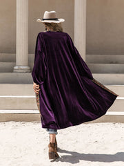 Embroidered Open Front Long Sleeve Cardigan - Trendsi