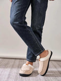 Contrast Round Toe Flat Slippers - Trendsi - Flyclothing LLC
