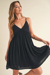 Aemi + Co Ruched Plunge Mini Cami Dress - Trendsi - Flyclothing LLC