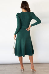 Round Neck Long Sleeve Tie Waist Sweater Dress - Trendsi