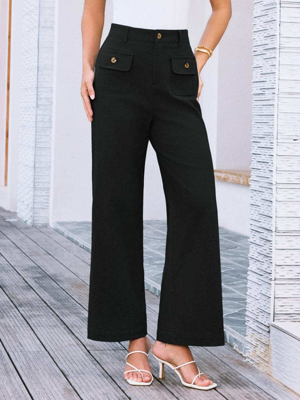 High Waist Wide Leg Pants - Trendsi - Flyclothing LLC