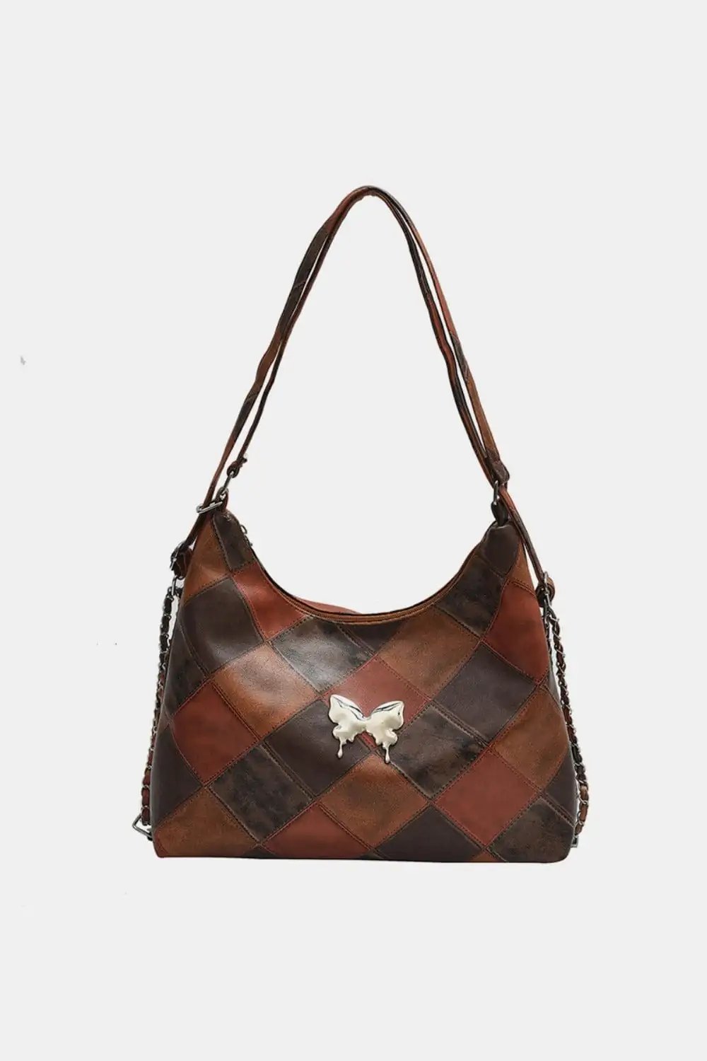 PU Leather Color Block Shoulder Bag - Trendsi