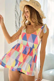 BiBi Multi Color Block Brushed Tied Ribbon Shoulder Top - Trendsi - Flyclothing LLC