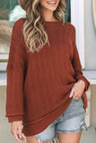 Diamond Round Neck Dropped Shoulder Sweater - Trendsi