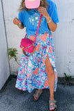 Floral Printed High Waist Split Skirt - Trendsi