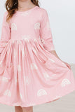Soft Pink Suns 3/4 Sleeve Pocket Twirl Dress - Mila & Rose ®