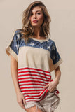 BiBi American Flag Theme Short Sleeve T-Shirt - Trendsi - Flyclothing LLC