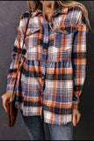 Plaid Collared Neck Long Sleeve Shirt - Trendsi