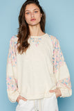 POL Round Neck Balloon Floral Long Sleeve Top - Trendsi